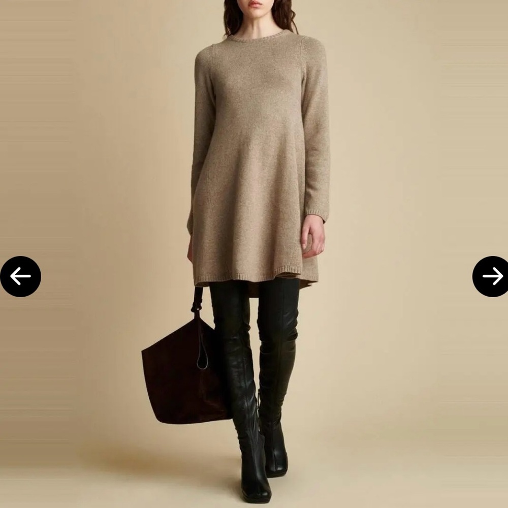 NWT KHAITE Fleurine Cashmere Dress in Husk